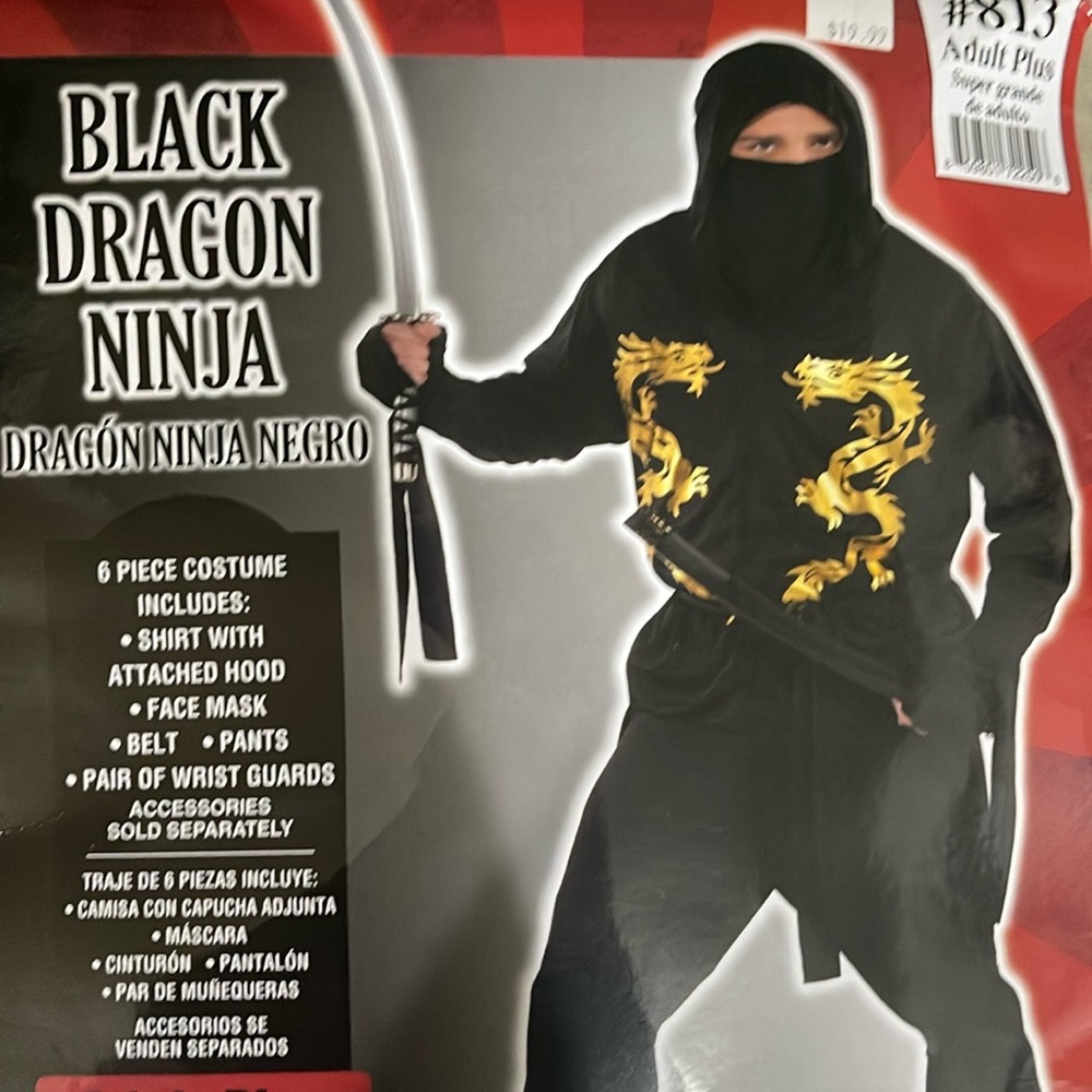 Black Dragon Ninja Adult Costume! New!